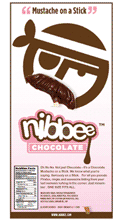 Nibbee Chocolate, Chocolate Favors and Gags, Chocolate Party Favors, Chocolate gag gifts, chocolate toys and funny stuff, The chocolate mustache on a stick, Mustache on a Stick, Chocolate on a Stick